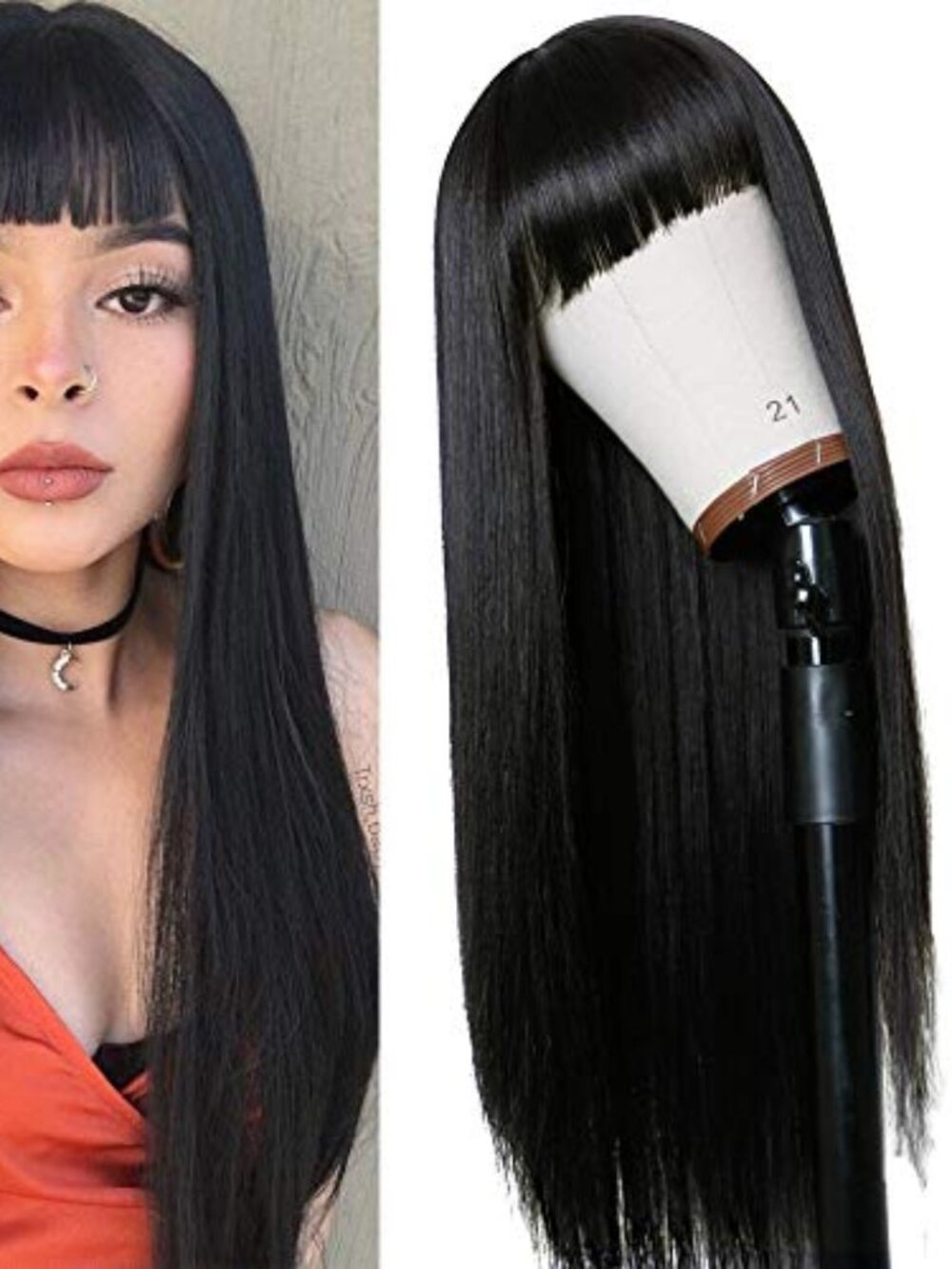 Long Straight Remy Hair Wigs Natural Black Heat Resistant Fiber Hair Full